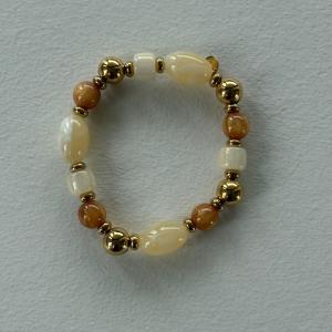 Armband, Creme / Brun / Guld - Three M