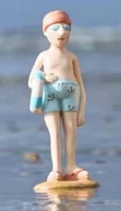 IB Laursen, Herre i badkläder - Badmössa och ljusblå/vit simring