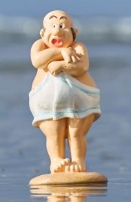 IB Laursen, Herre i badkläder - Endast en handduk att skyla sig med