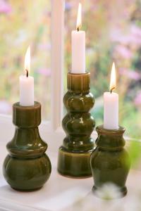 Ljusstake, Grön keramik, Torino (Höjd 16,5 cm) - Ib Laursen