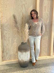 Kofta, Stickad Beige melerad, Felice - Mix by Heart