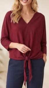 Topp med knyt fram, Vinröd Birgitta - Caramelle Fashion    BERÄKNAD LEV: SEP