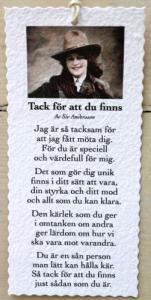 Diktkort - Tack för att du finns