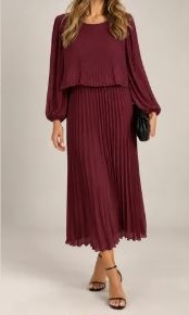 Klänning Plisserad, Vinröd Filippa - Caramelle Fashion    BERÄKNAD LEV: NOV