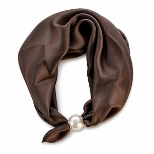 Scarves med magnetknäppe (vit pärla), Brun - Three M