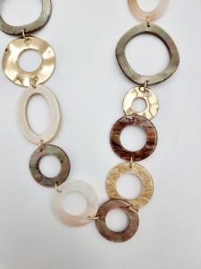 Halsband Långt, Ringar i Brunt och Guld - Cat & Co