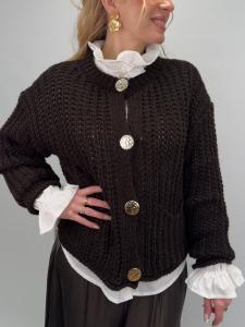 Kofta med stora guldknappar, Brun Gudrun - Gemini