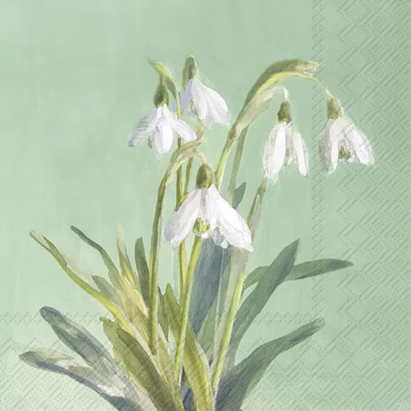 Servetter - Snödroppar Bunch Of Snowdrops Green