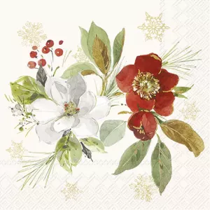 Servetter - Poinsettia Bouquet, Cream (Kaffe)