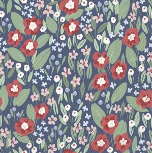 Servetter - Joyful Arrangements, Blå med blommor (Kaffe)
