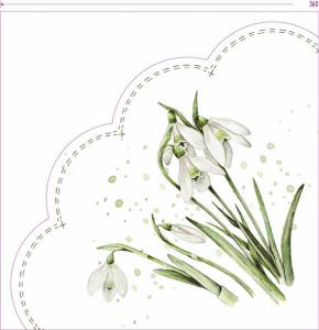 Servetter, rund - Snödroppar Spring greetings (Ø34cm)