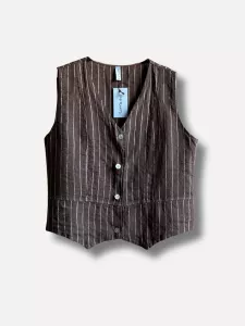 Linneväst, Randig Mörkbrun / Vit Bea - Reunion Home