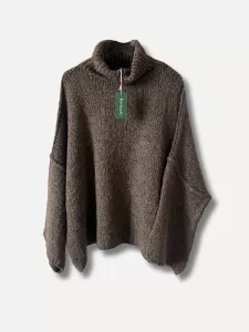 Stickad tröja med polo, Taupe Åre - Reunion