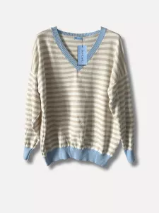 Finstickad tröja, Randig Beige / Vit - Reunion    BERÄKNAD LEV: FEB