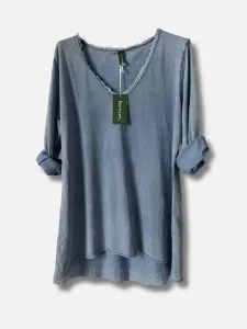 T-shirt Lång ärm, Jeansblå Laila - Reunion