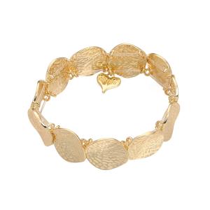 Armband Elastiskt, Hamrade guldfärgade plattor - Gemini