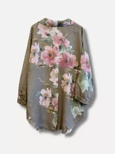 Linneskjorta Blommig, Taupe, LELA - Reunion    BERÄKNAD LEV: FEB