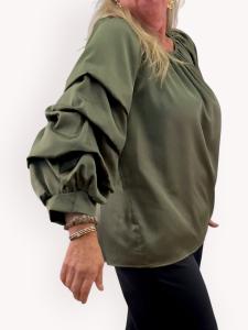 Blus med volymärm, Army Raya - Gemini