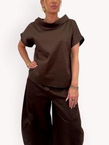 Blus med vid krage, Brun Amy - Gemini