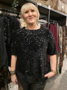 Topp med paljetter, Svart Cindy - Caramelle Fashion