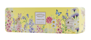 Kakor med lemon curd i vacker plåtburk - Farmhouse Biscuits