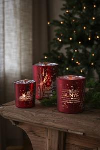 Majas Ljuslykta, Winter Cottage (Röd, 7x8 cm) - Majas Cottage