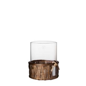 ERNST lykta/vas i mörk korg, Höjd 8,5 cm