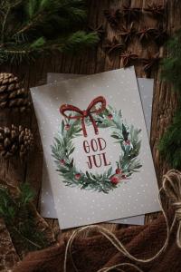 Maja Julkort A5, GOD JUL (krans) - Majas Cottage