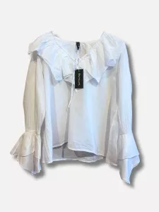 Blus med volang och knyt, Vit Nilla - Reunion