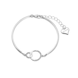 Armband, Silverfärgat halvstelt med sammanlänkade ringar - Gemini