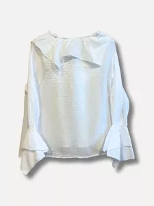 Blus med volang och knyt, Vit Nilla - Reunion