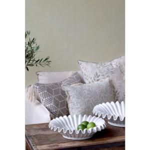 Fat i stengods med rillad kant, Dia: 35 cm - Chic Antique