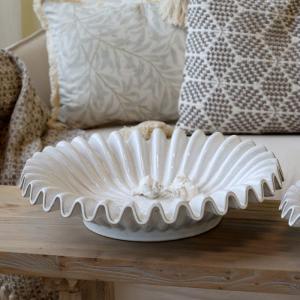 Fat i stengods med rillad kant, Dia: 44 cm - Chic Antique