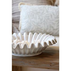 Fat i stengods med rillad kant, Dia: 44 cm - Chic Antique