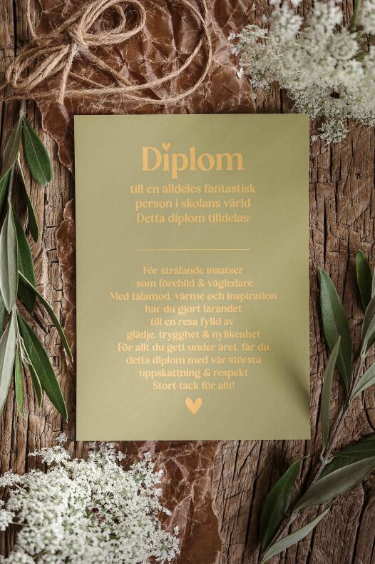 Majas Vykort Diplom till en fantastisk person i skolans värld - Majas Cottage