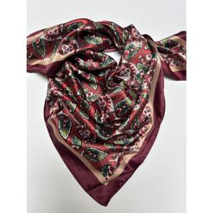 Scarves, Mönstrad Bordeaux (70x70 cm) - Three M