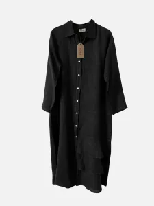 Klänning / Långskjorta i linne, Mörkgrå Vilda - Reunion Home