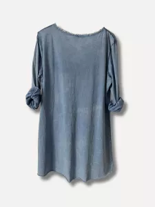 T-shirt Lång ärm, Jeansblå Laila - Reunion