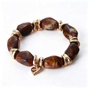 Armband, Oregelbundna pärlor, Brun / Guld - Gemini