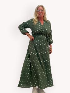Maxiklänning med omlott, Khaki Prickig, Carlia - Gemini