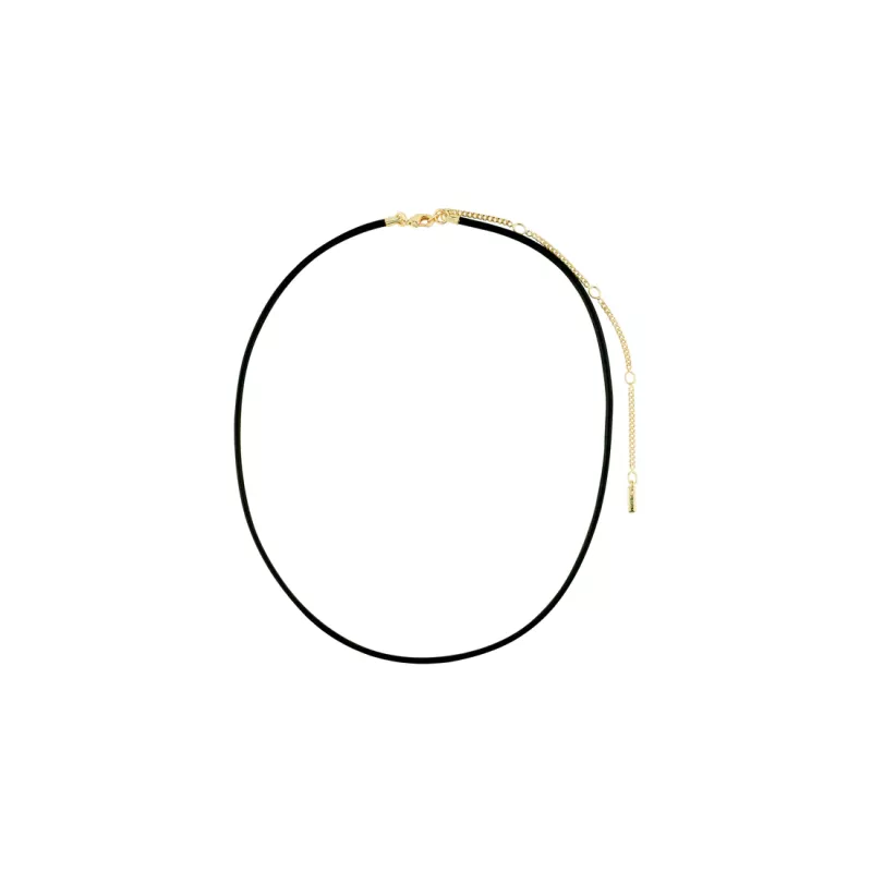 Halsband, Lädersnöre Svart / Guldpläterat CHARM – Pilgrim