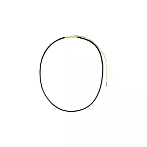 Halsband, Lädersnöre Svart / Guldpläterat CHARM – Pilgrim