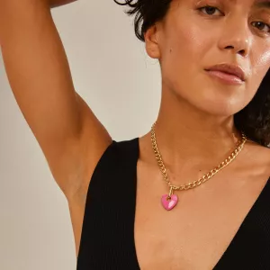Berlock, Återvunnet guldpläterad Heart-hänge Pink/Gold CHARM – Pilgrim