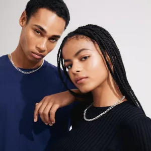 Halsband, Återvunnen silverpläterad pansarkedja CHARM – Pilgrim