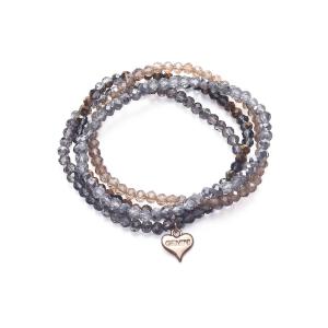 Armband Elastiskt, 4 rader glittrande glasstenar - Gemini