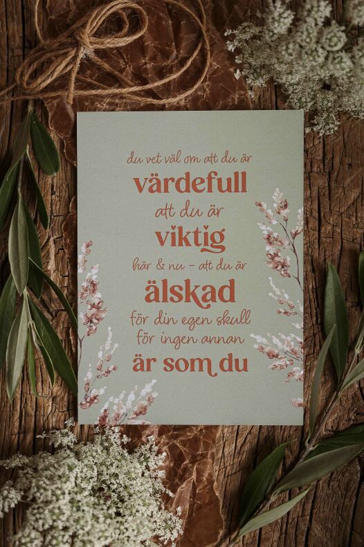 Maja Vykort, Du vet väl om att du är Värdefull (A5) - Majas Cottage