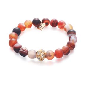 Armband Elastiskt, Multi pärlor + kula i strass - Gemini