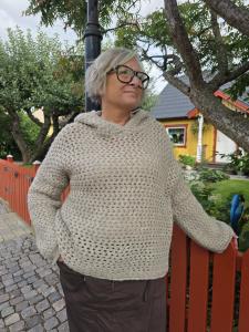 Tröja, Stickad hoodie, Taupe Gabbi - Reunion