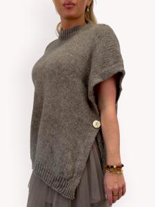 Stickad Ponchotröja, Taupe Noelia - Gemini