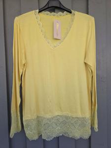 Långärmad topp med spets, Gul Tina - Caramelle Fashion
